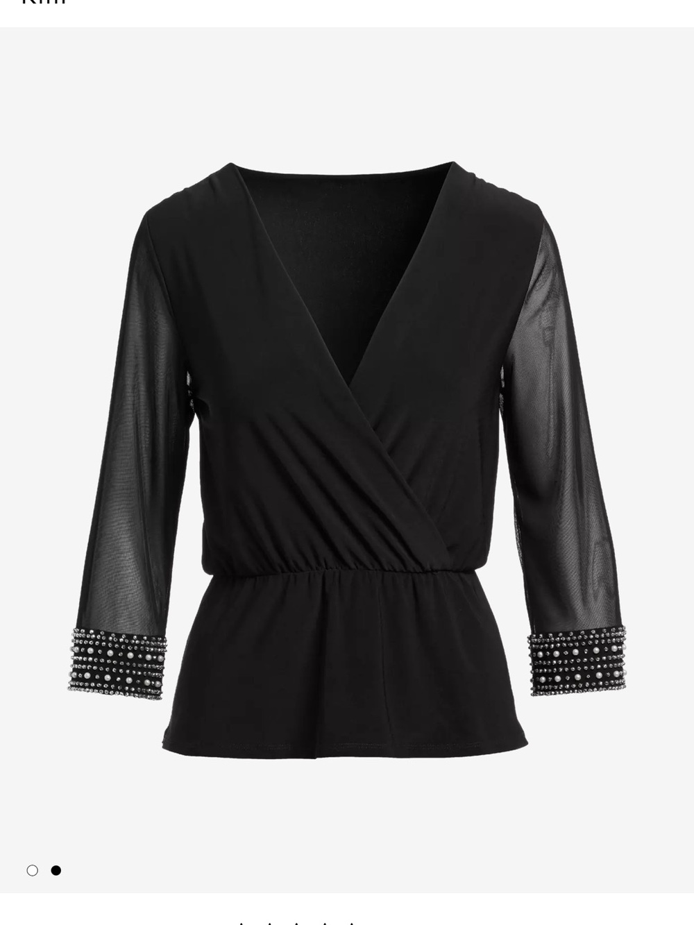 BNWT Boston Proper Black V-Neck Wrap Top with Beaded Cuffs